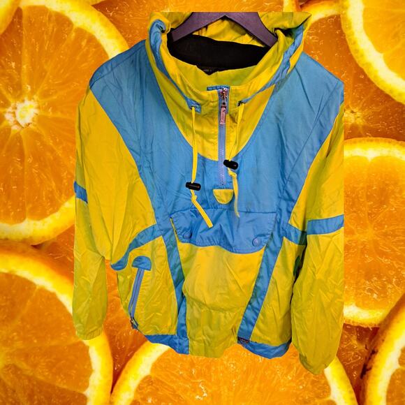 VTG Tyrolia By Head‎ Neon Hidden Hood Side Zipper Anorak Jacket Size M - Picture 3 of 10